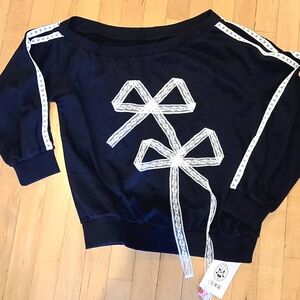 Cider Navy Blue Sweatshirt with White Bow Detail